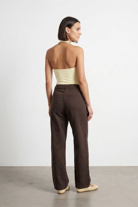 Hosen mit weitem Bein und Falten in Mittlerer Taille - Image 2