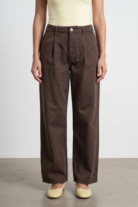 Hosen mit weitem Bein und Falten in Mittlerer Taille - Image 3