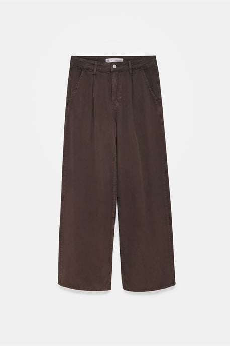 Hosen mit weitem Bein und Falten in Mittlerer Taille - Image 5