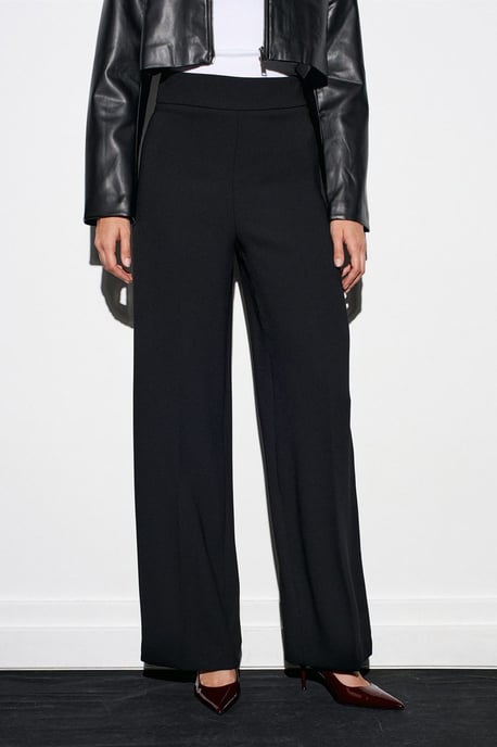 Hoch taillierte weite Crepe-Hosen - Image 5