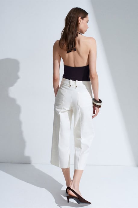 Hochbund Baumwoll-Popeline Capri-Culottes - Image 2