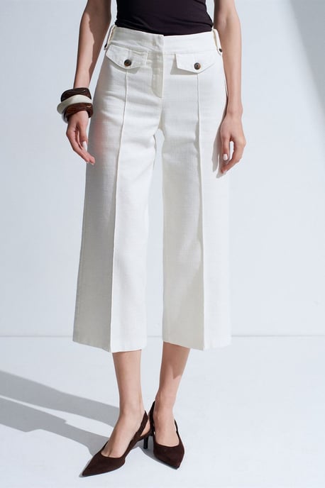 Hochbund Baumwoll-Popeline Capri-Culottes - Image 3