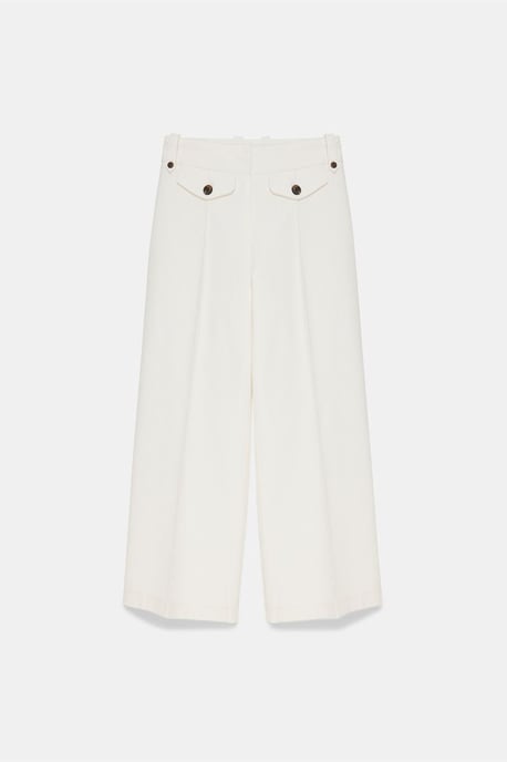 Hochbund Baumwoll-Popeline Capri-Culottes - Image 5