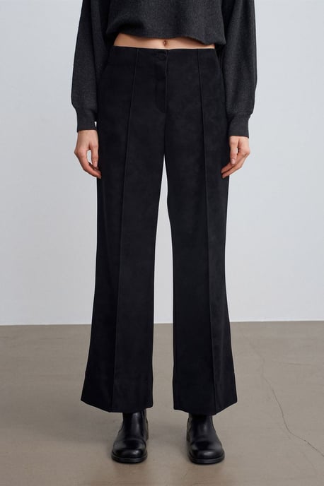 Damen High-Waist Weitbeinige Faux-Lederhosen - Image 3