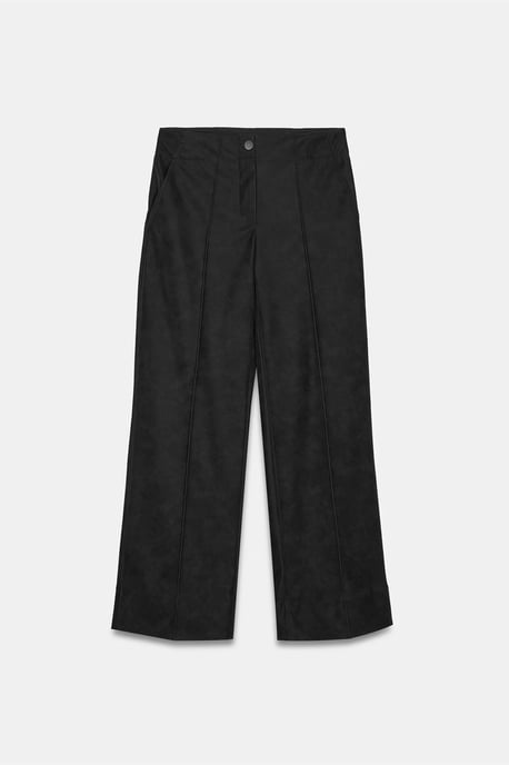 Damen High-Waist Weitbeinige Faux-Lederhosen - Image 5