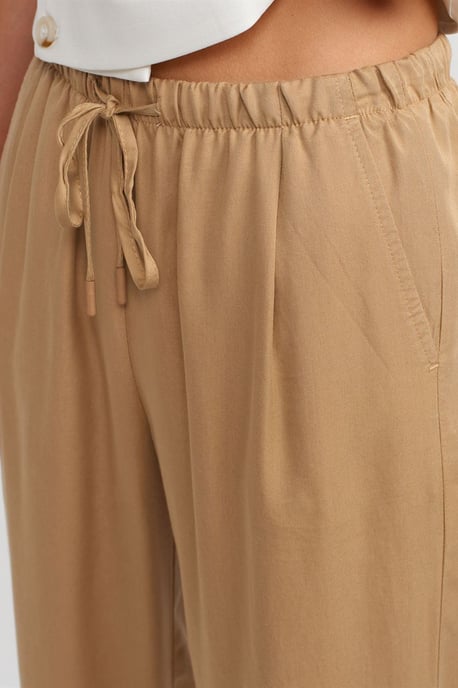 Damen Tencel-Hose mit weitem Bein und Kordelzugbund - Image 4