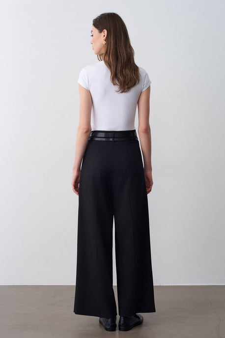 Hochtaillierte weit geschnittene Faltenhose - Image 2