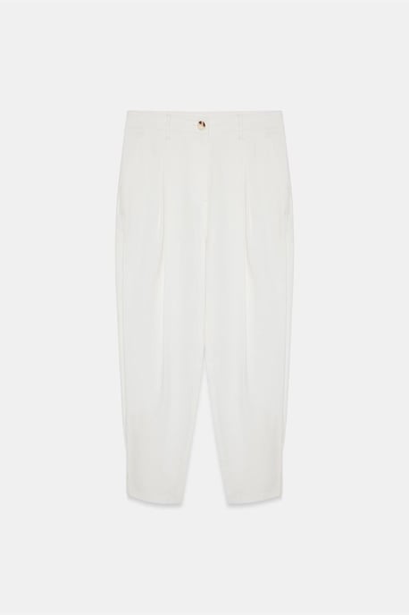 Damen High-Waist Weite Poplin-Hosen - Image 5