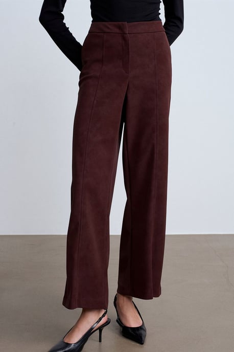 Hochtaillierte weite Hose aus Kunstwildleder - Image 2