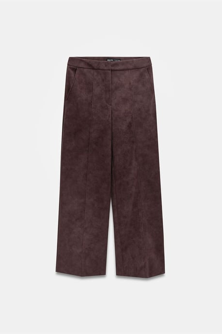 Hochtaillierte weite Hose aus Kunstwildleder - Image 5