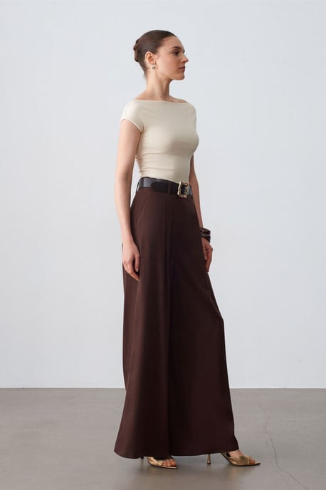 Hochtaillierte Plissierte Weitbein-Hose - Image 1