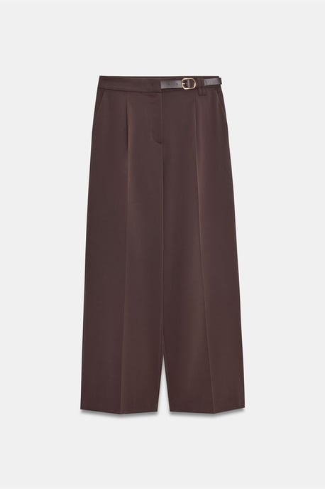 Weite Bundfalten-Hose aus Crepe mit Gürtel - Image 5