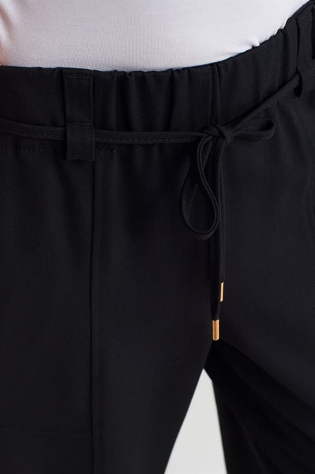 Dilvin Weite, gewebte Hose mit elastischem Kordelzugbund - Schwarz - Image 3