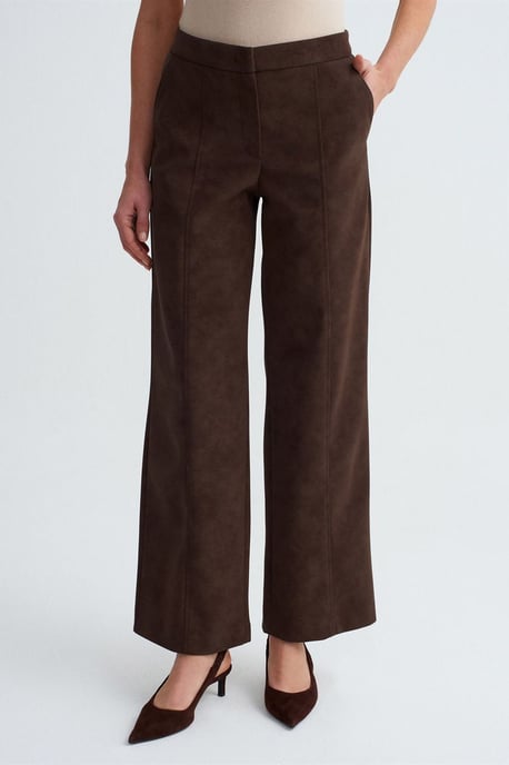 Hochtaillierte Weitbein-Hosen aus Kunstsuede - Image 3