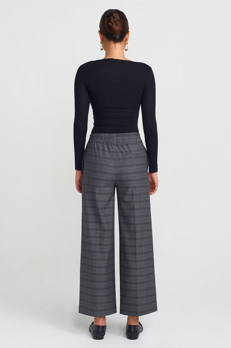 Damen Karo Weite Bein Knöchellange Hose - Image 2