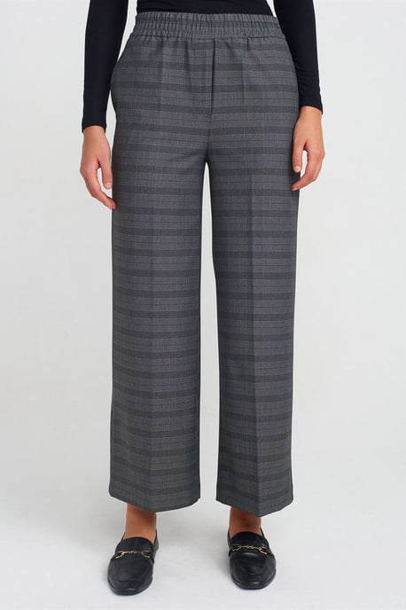 Damen Karo Weite Bein Knöchellange Hose - Image 3