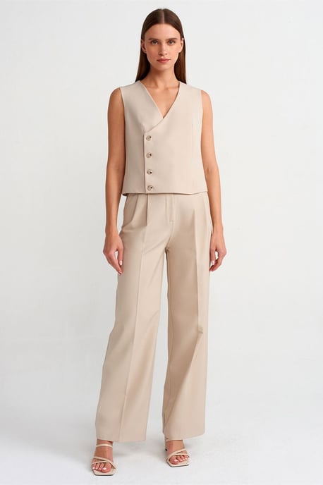 Hochtaillierte breite Crepe-Hose mit Gürtel - Image 1