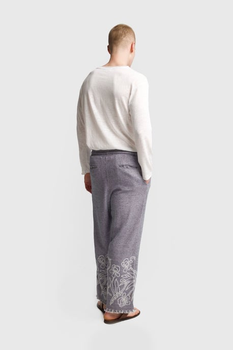 Herren Baumwollbestickte Strickhose mit weitem Bein - Image 3