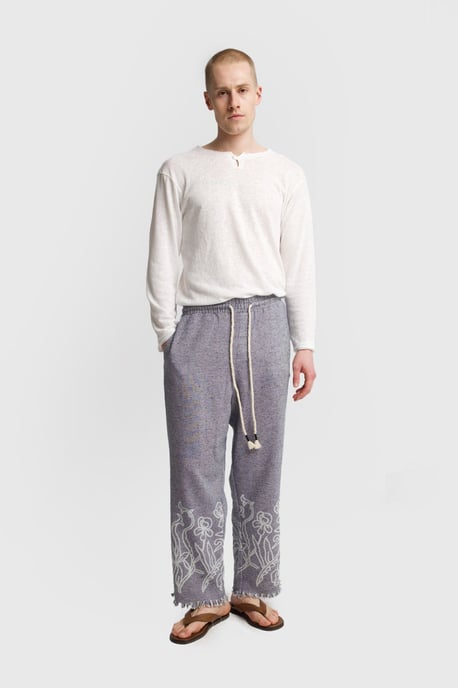Herren Baumwollbestickte Strickhose mit weitem Bein - Image 4