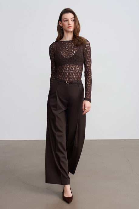 Hochtaillierte weite Crepe-Hose - Image 4