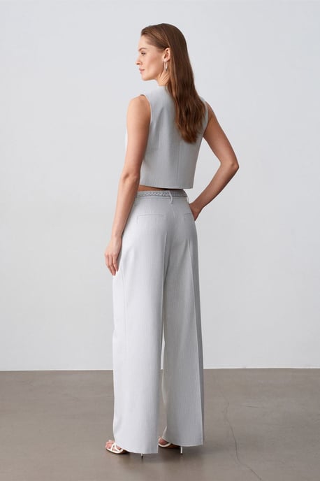Damen Hohe Taille Weite Hose Mit Gürtel - Image 2