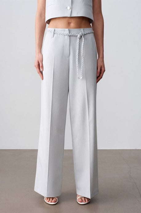 Damen Hohe Taille Weite Hose Mit Gürtel - Image 3