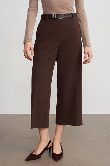 Hoch taillierte, mit Gürtel ausgestattete Crepe-Culottes - Image 3
