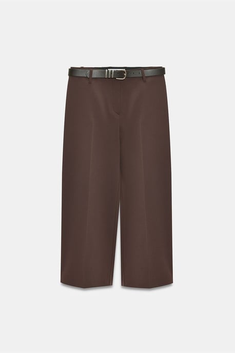 Hoch taillierte, mit Gürtel ausgestattete Crepe-Culottes - Image 5