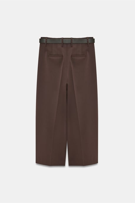 Hoch taillierte, mit Gürtel ausgestattete Crepe-Culottes - Image 6