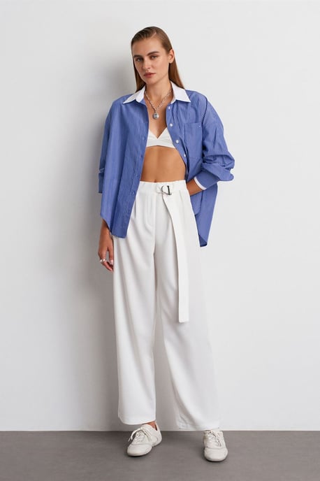 Hochtaillierte weite Crepe-Hosen - Image 1