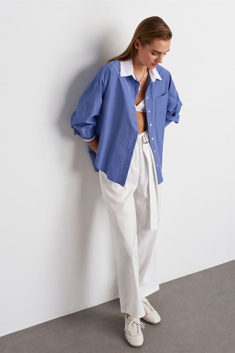 Hochtaillierte weite Crepe-Hosen - Image 3
