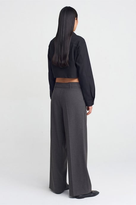 Hochtaillierte Plissierte Crepe-Hose mit weitem Bein - Image 2