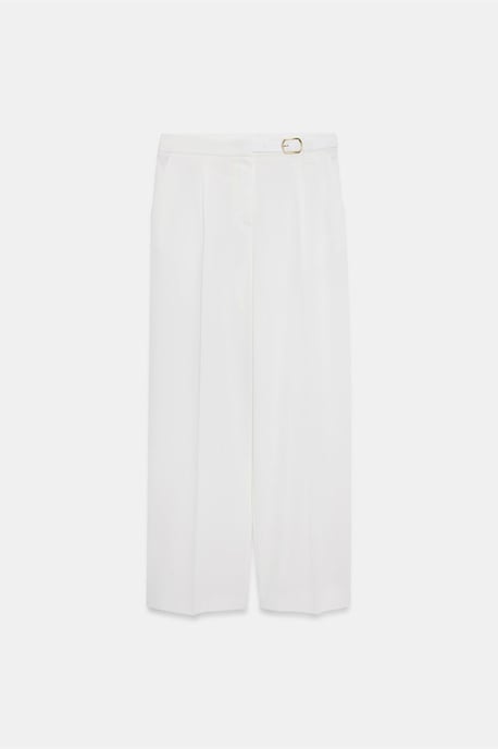Weite Bundfalten-Hose aus Crepe mit Gürtel - Image 5