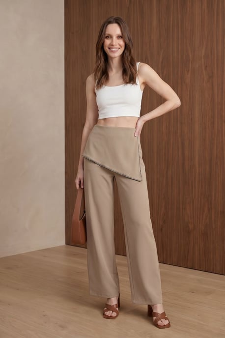Hoch taillierte weite Crepe-Hosen - Image 4
