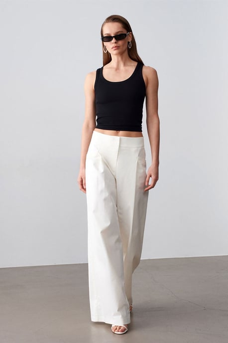 Hochbundweitgeschnittene Faltenhose für Damen - Image 4