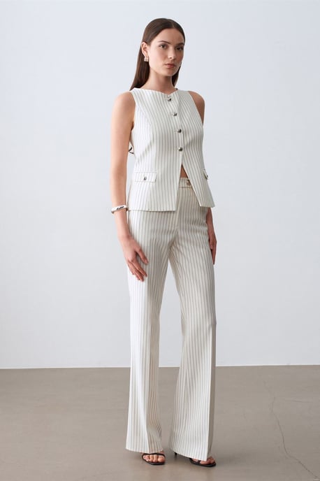 Frauen Mid-Waist Schlaghose mit Streifen - Image 1