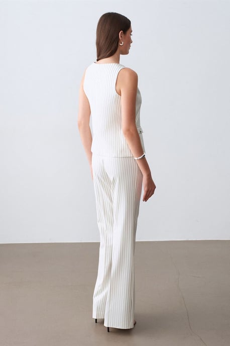 Frauen Mid-Waist Schlaghose mit Streifen - Image 2