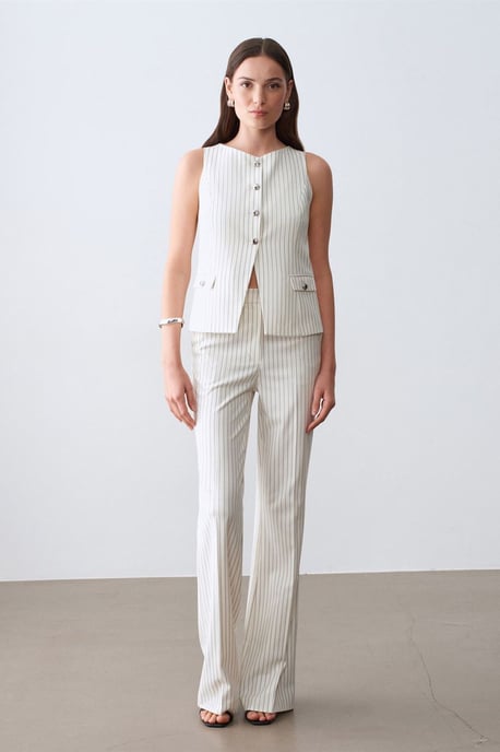 Frauen Mid-Waist Schlaghose mit Streifen - Image 4
