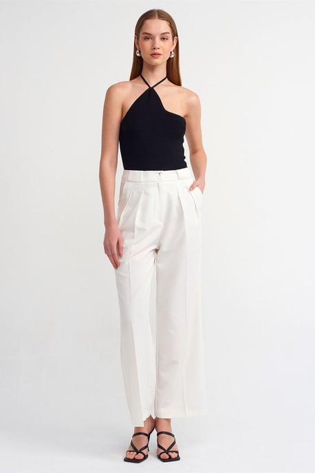 Damen High-Waist Weitbein-Crepe-Hosen - Image 1