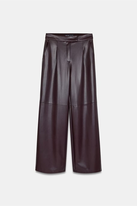 Hochtaillierte Weitbeinige Kunstlederhose - Image 5