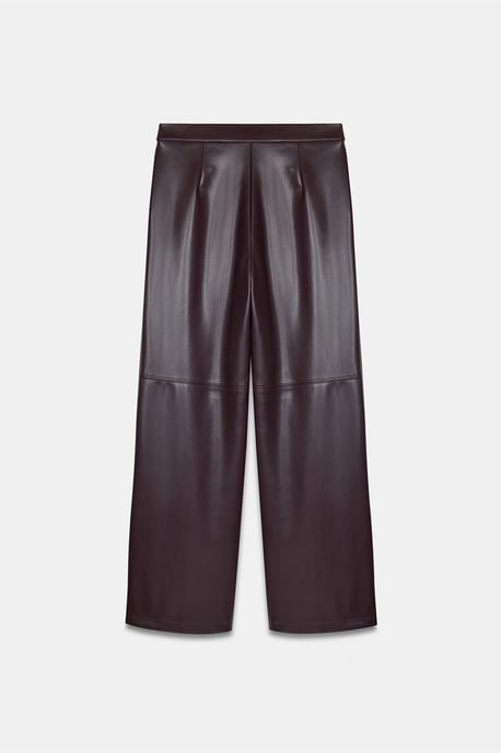 Hochtaillierte Weitbeinige Kunstlederhose - Image 6