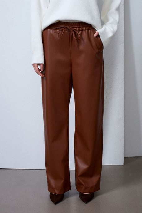 Damen weit geschnittene Kunstlederhose - Image 3