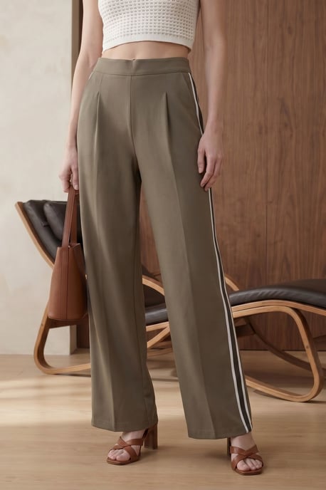Hochtaillierte Plissierte Weitbein-Hose - Image 2