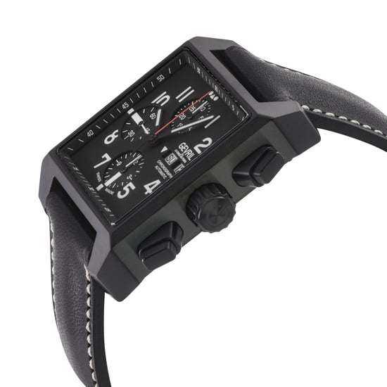 Gevril Herren Herald Square Chronograph IP/BLK Gehäuse, schwarzes Zifferblatt, schwarzes handgefertigtes italienisches Lederarmband Uhr - Image 3
