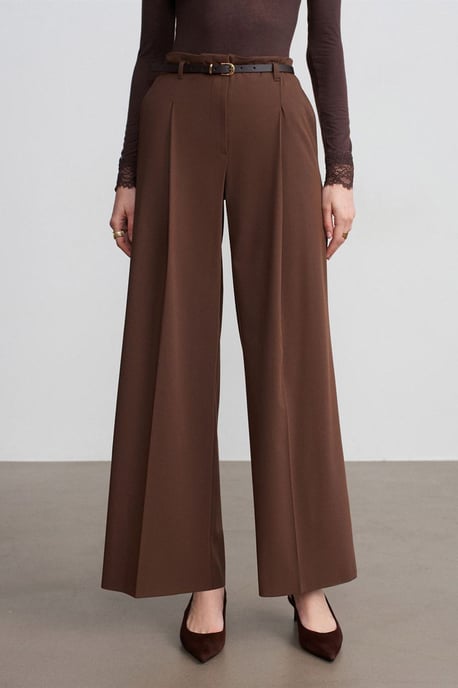 Damenweite Hosen mit Gürtel aus Crepe - Image 3