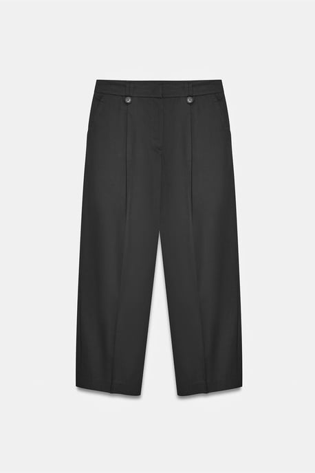 Dilvin Hochtaillierte, weite Baumwoll-Poplin-Hose - Schwarz - Image 5