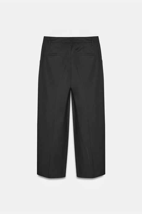 Dilvin Hochtaillierte, weite Baumwoll-Poplin-Hose - Schwarz - Image 6
