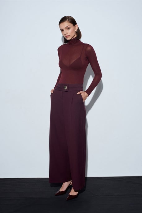 Hoch taillierte weite Crepe-Hosen - Image 1