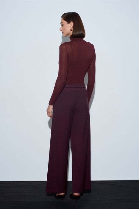 Hoch taillierte weite Crepe-Hosen - Image 2