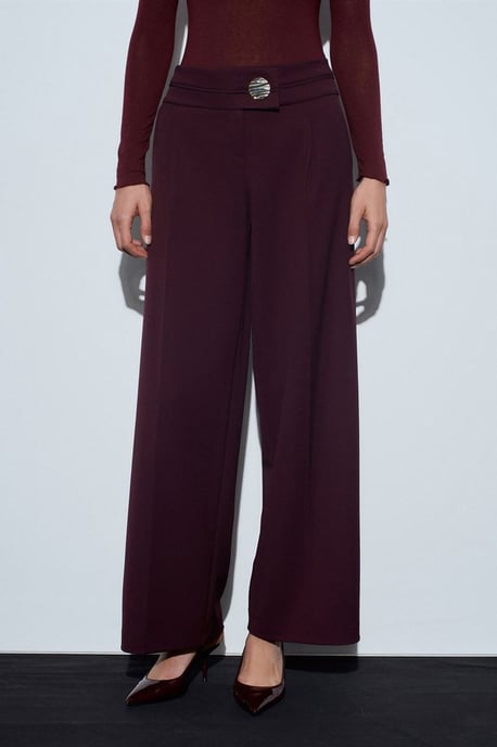 Hoch taillierte weite Crepe-Hosen - Image 3